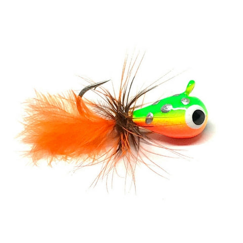 SPOTTED PERCH FLY TIED TUNGSTEN JIG - GLOW
